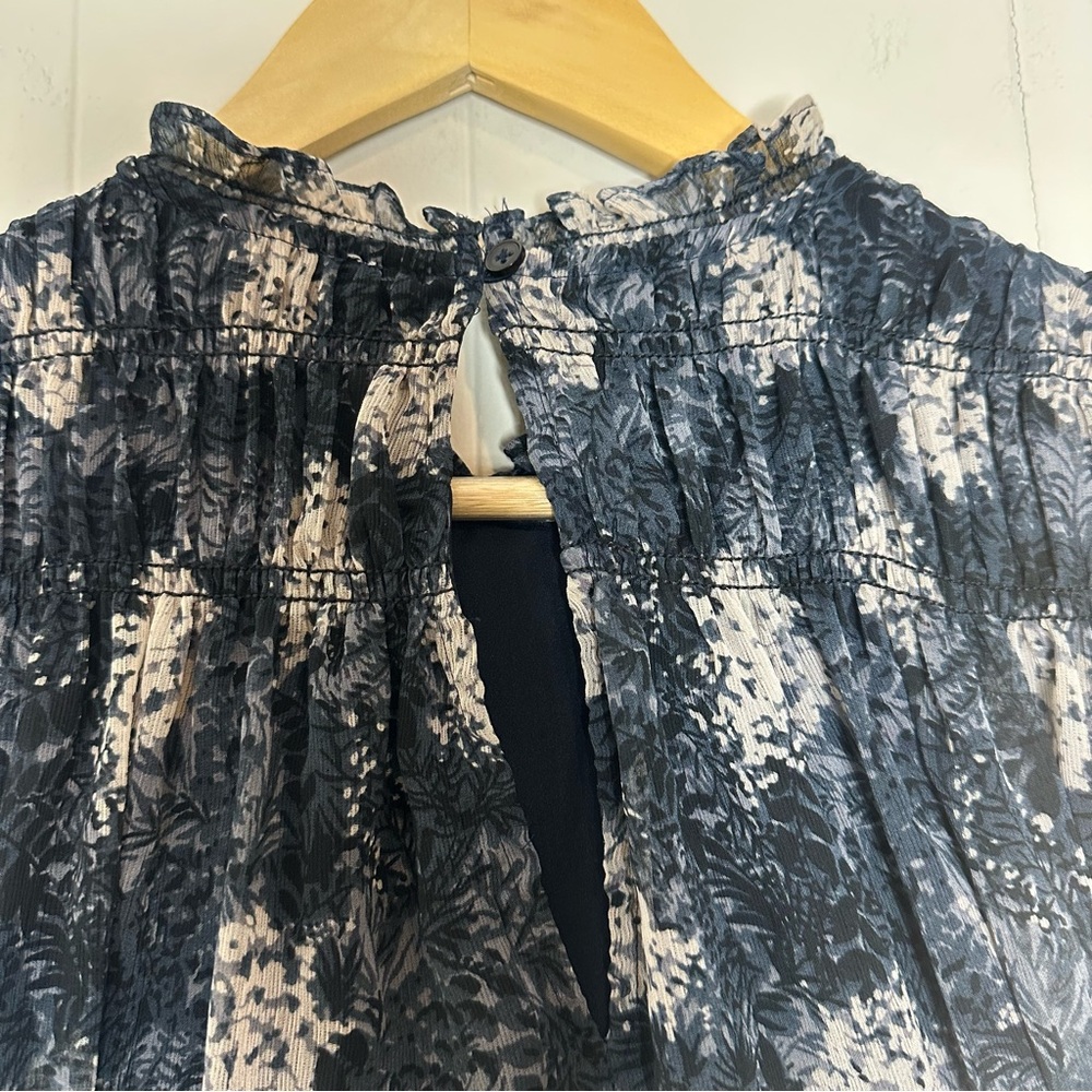 Joie Grey & White Floral Cinch High Neck Dress Size M - Picture 10 of 12